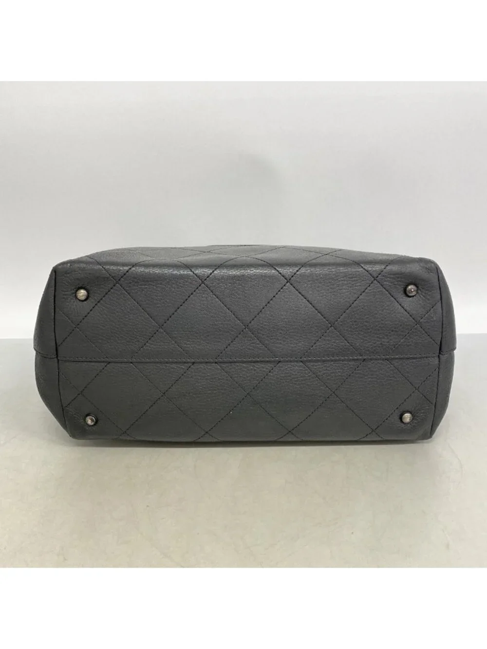 Chanel Tote Quilted Lambskin Black Silver 2-Way